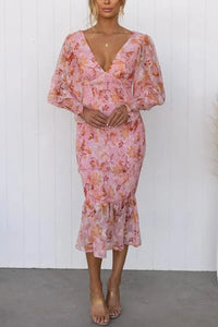 CEYDA - KLEID MIT PLISSIERTER TAILLE UND BLUMENPRINT – Rosa