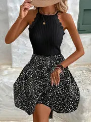 Rebecca | Floral Print Women's Summer Vacation Dress – Schwarz
