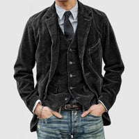 Andrei Cord-Jacke + Weste Set – Schwarz