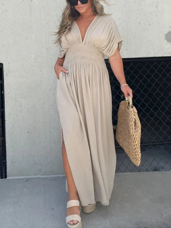 Arabel - Maxikleid mit V-Ausschnitt und Schlitz