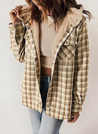 HALLE - KARIERTE JACKE MIT KAPUZE – Khaki