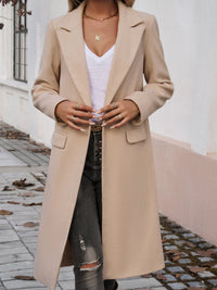 Irelitha | Damen Mantel mit Taschen, Kragen und langen Ärmeln – Khaki