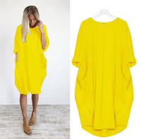 Eivy - Lässiges langes lockeres Kleid – Gelb