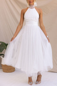 Sonya - Rückenfreies elegantes Sommerkleid – Weiß