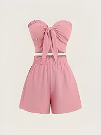 Sophie | Romantisches Date am Meer Top + Shorts Slim Fit – Rosa