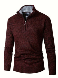 Ingram – Lässiger Pullover Mit Hohem Kragen Und Viertelreißverschluss – Burgunderrot