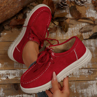 Damen Vintage Schnür-Mokassinschuhe – Rot