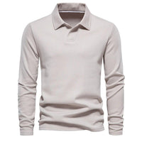 Herren Lässiger Polo | Langarm – Beige