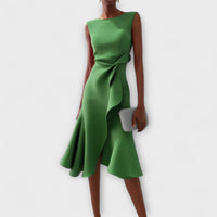 Olga | Asymmetrisch Ärmellos Midikleid – Grün