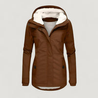 Elva | Warme Damenjacke mit Kapuze – Orange