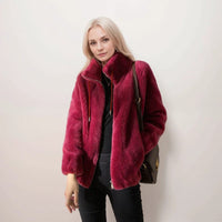 CARLA - FLEECEJACKE MIT REISSVERSCHLUSS – Rot