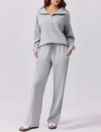 SASKIA - PULLOVER UND WEITE JOGGINGHOSE – Hellgrau