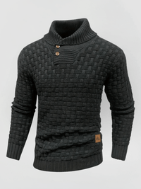 OTMAR - DICKER STRICKPULLOVER MIT HOHEM KRAGEN – Schwarz