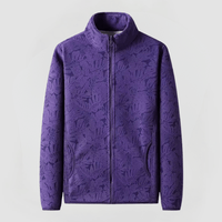 AYLA - FLEECEJACKE MIT FLORALEM MUSTER – Dunkellila