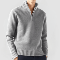 VENHUES - STRICKPULLOVER MIT REISSVERSCHLUSS – Hellgrau