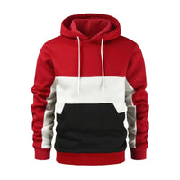 Teri | Herren Freizeit Fleece Patchwork Hoodie – Weiß-Schwarz