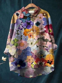 Rosa | Aquarell Blumen Oversized Hemdbluse – Lila