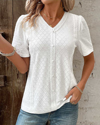 Heidi-Mode | Weiße kurzärmelige Bluse – weiß