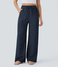 Elena | Bequeme Leinenhose mit fließender Passform – Dunkelblau