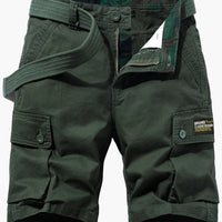 Lässige Cargo-Shorts für Herren mit Gürtel und Taschen – Oliv
