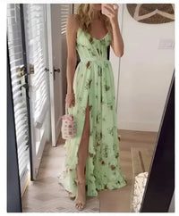 Michela | Elegantes Blumen Kleid – Grün