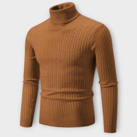 Enzo - Warmer Strickpullover mit Rollkragen – Braun