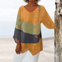 Ingrid - Leichte Bluse mit geometrischem Print – Gelb