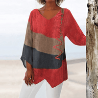 Ingrid - Leichte Bluse mit geometrischem Print – Rot