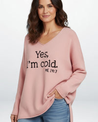 Pullover für Damen mit V-Ausschnitt und ohne elastische Abschlüsse – in Übergröße – Rosa
