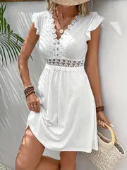 Florence | Women'S Summer V-Neck A-Line Dress – Weiß