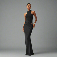 Luthmara | Elegantes Satin-Maxikleid – Schwarz