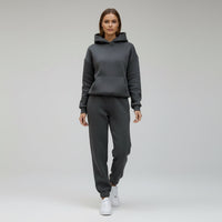 Oversized Loungewear Set für Damen mit Kapuzen Sweatshirt und Jogginghose – Grau