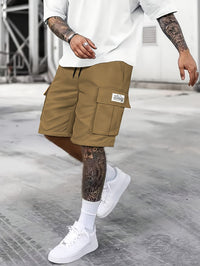 Herren Kordelzug mit Taschen Kurze Hosen – Kaffee