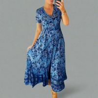 Gritta | Elegantes Blumenmuster Kleid – Marine