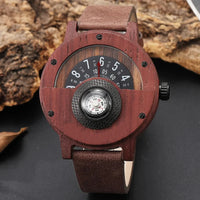 RAMON - HOLZUHREN MIT LEDERARMBAND – Rotwein