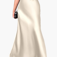 Damen Elegante Lange Rock – Festliche und Abendnutzung – Cremeweiß