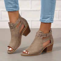 Charleen -  Damen-Sandalen mit klobigen Absätzen – Grau
