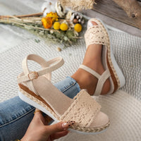 Grace - Women'S Casual Lace-Up Plattform Sandalen – Beige
