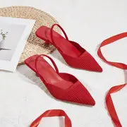 Chantalle - Summer Whisper, Elegante Damen-Slingback-Sandalen mit spitzem Zeh – Rot