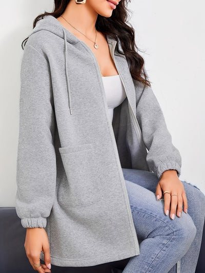 Leyora | Einfarbiger Kapuzenpullover mit Kordelzug und Taschen