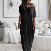 Ulissa - Schulterfreies Maxikleid – Schwarz