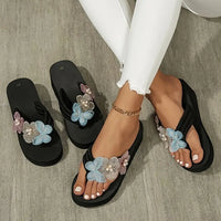 Amelia - Floral verzierte Damen-Slide-Sandalen – Schwarz