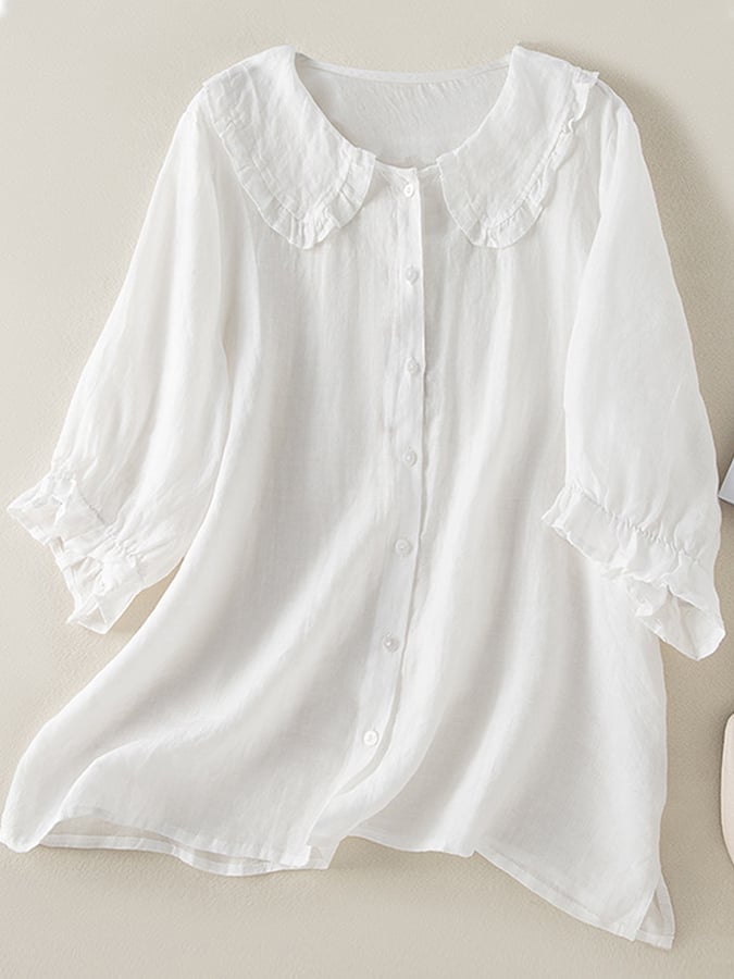 Blusenshirt für Damen - Luftiges Oberteil mit Rüschenkragen für Sommer