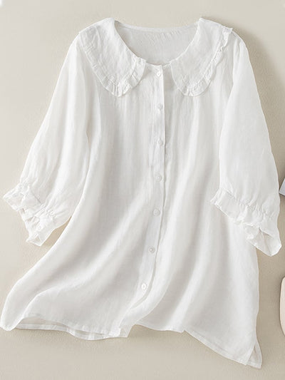 Blusenshirt für Damen - Luftiges Oberteil mit Rüschenkragen für Sommer