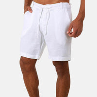 Carl Bermuda Shorts | Sommerliche Kurze Leinen-Optik Hosen Mit Kordelzug für Männer – Weiß