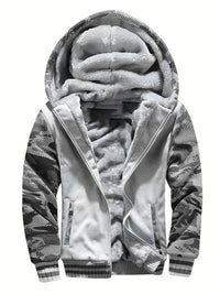 Oziel - Warme Fleece Jacke Mit Kapuze Und Reißverschluss – Grau