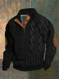 Gwydion – Flickwerk Pullover Mit Zopfmuster – Schwarz