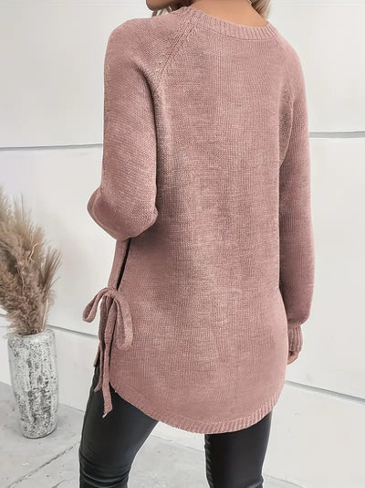 Cliethel | Trendiger Strickpullover mit geteilter Krawatte Elegant