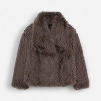 Weiche Winterjacke für Damen mit großem Reverskragen – Braun