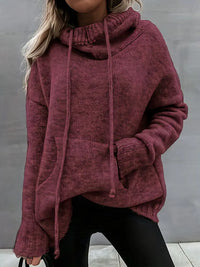 Natala - Strickpullover Mit Kängurutasche – Bordeaux